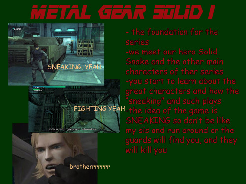 outerharem:  Made a MGS Powerpoint for two of my friends (one has tumblr) The extremely abridged version of MGS, ALMOST SPOILER FREE  