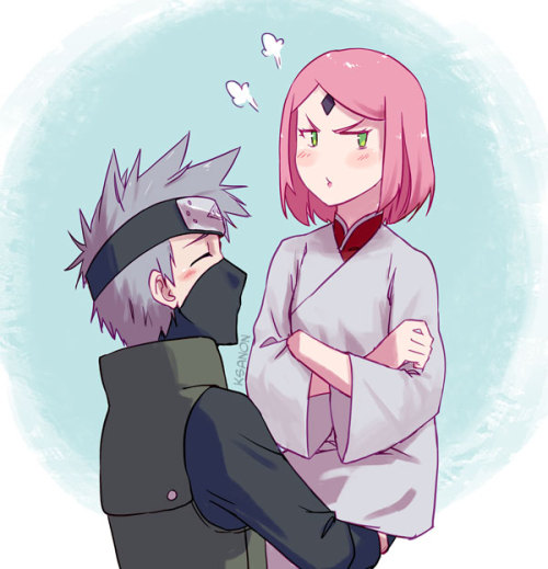 “Kakashi getting (obliviously) popular with the ladies as he gets older and Sakura feeling ‘pr