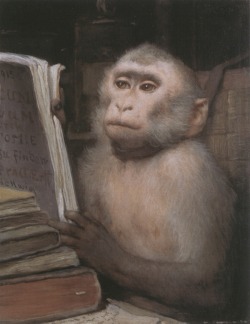 artistic-depictions:  The Reading Monkey, Gabriel von Max, oil on canvas