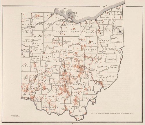 thelandofmaps:Map of Ohio showing distribution of Pre-Columbian Earthworks. [1097×943]CLICK HERE FOR