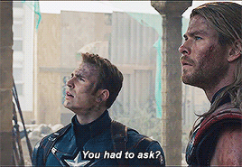 antthonystark: steve &amp; thor + finding time to exchange quips in literally