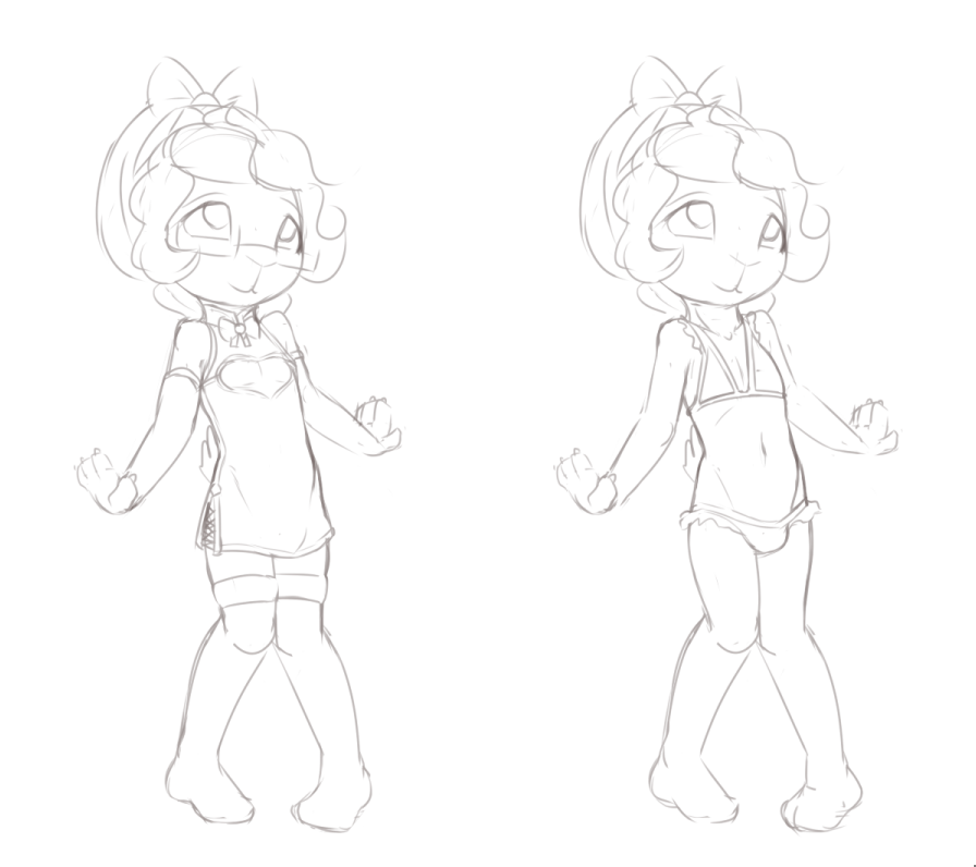 alasou: Started the day by drawing my bun in a feminine/cute pose so I thought: “I