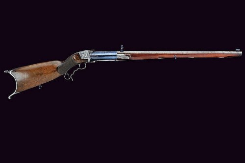 An air rifle crafted by Joseph Contriner of Vienna, early 19th century.