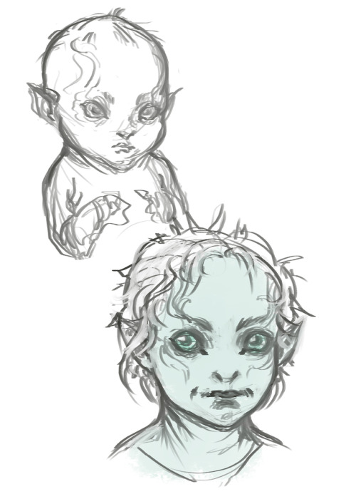 Some sketches. This is Nuada, the son of Velammo and Gann-of-Dreams. The guy obviously took the