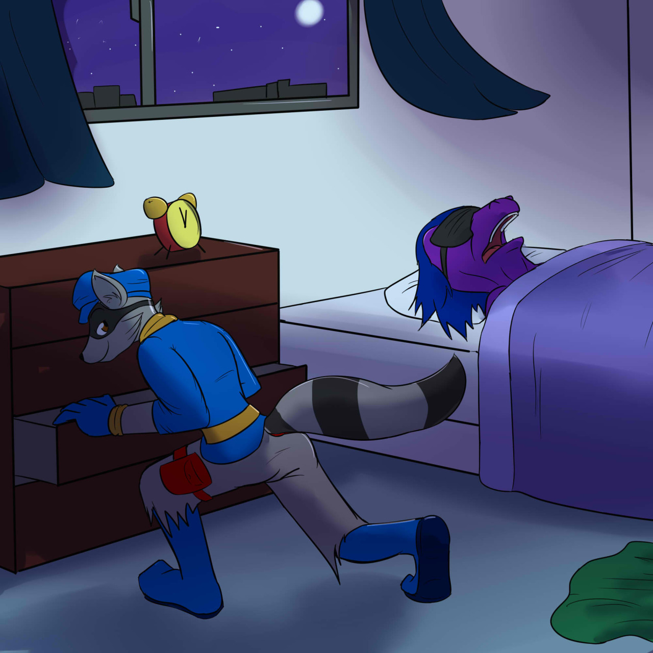 Sly Cooper being an undies thief, raiding DImitri&rsquo;s collection.