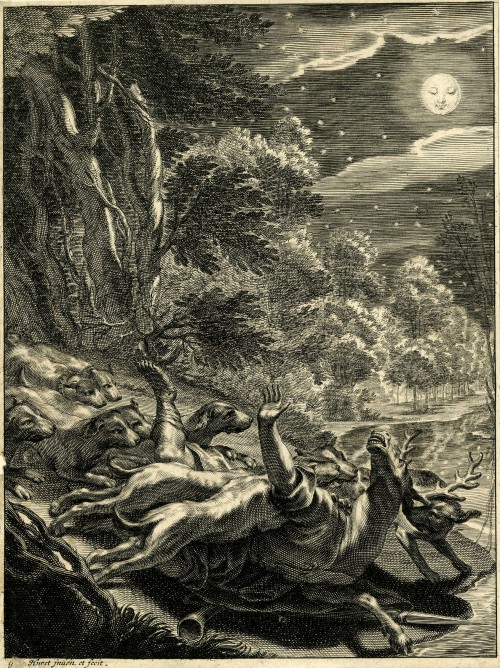 the-evil-clergyman:Actaeon Devoured by His Hounds by Grégoire Huret (1640)