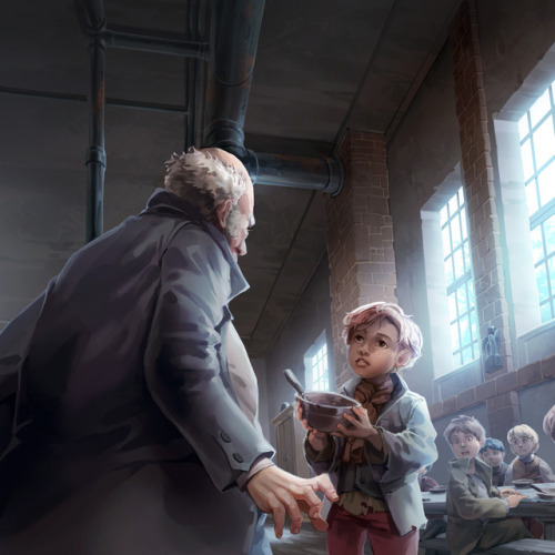 Oliver Twist – cover illustration for a series of German radio drama adaptations based on literary c