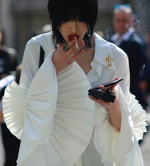 Black-is-no-colour — Street Style; Sora Choi during Milan Fashion