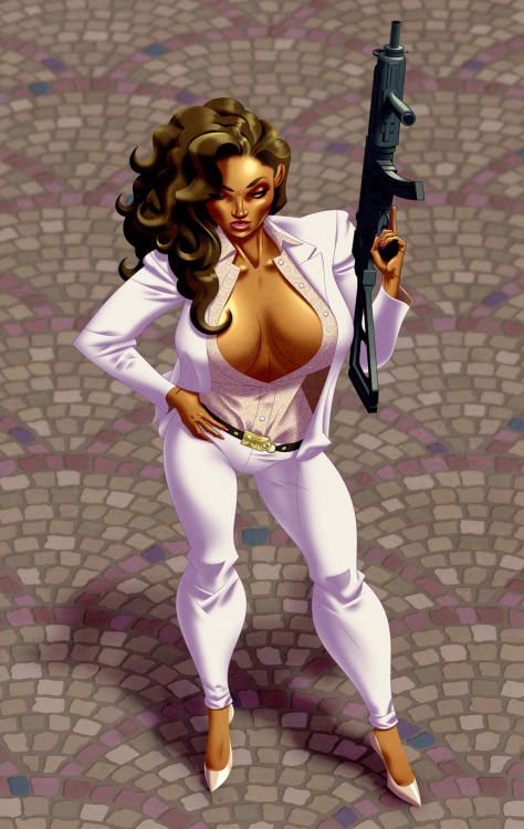Another commissioned pin-up of sexy secret agent Xiomara! Xiomara is an original character created b