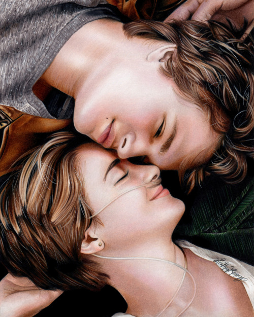 heather12ooney4rt:  Colored pencil drawing of Hazel Grace and Augustus Waters (The Fault In Our Stars) 
