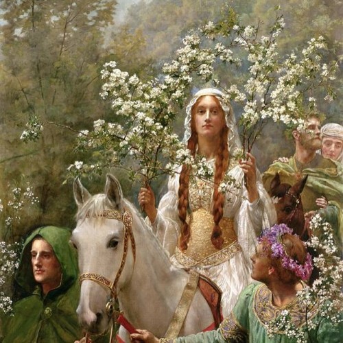 grave-altar:Blessings on this Beltane! This is a painting of Lady Guinevere bringing in the spring o