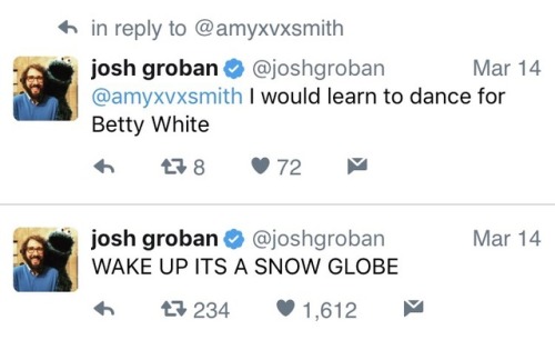 overheardinwod: a-million-stories: Josh Groban: musician, actor, singer, national twitter treasure J