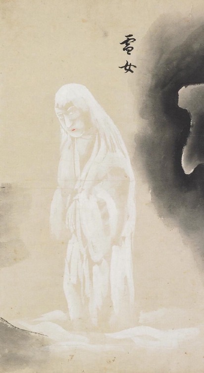 From a Japanese monster scroll. Edo period (18th/19th century).A snow ghost who appears at night.