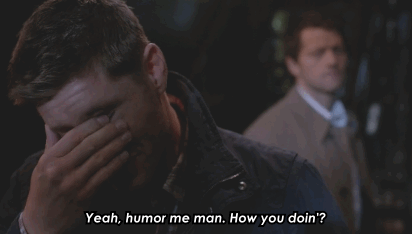 dudewheresmypie:It’s a little difficult to see, but look closely, right when Cas says I’m okay, he’s