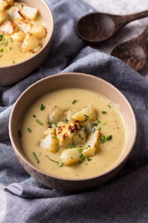crueltyfreerecipes:Cheezy cauliflower potato soup