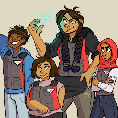 hiddeninmyhoodie:Tried drawing the Commitment crew! [image description: a drawing of the TAZ Commitm