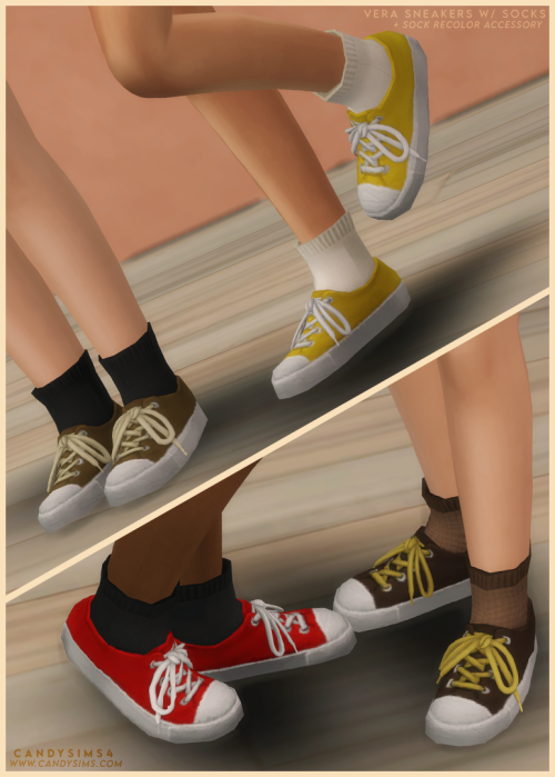 candysims4:VERA OUTFIT &amp; SNEAKERS W/ SOCKS  A cute small set with an outfit and sneaker