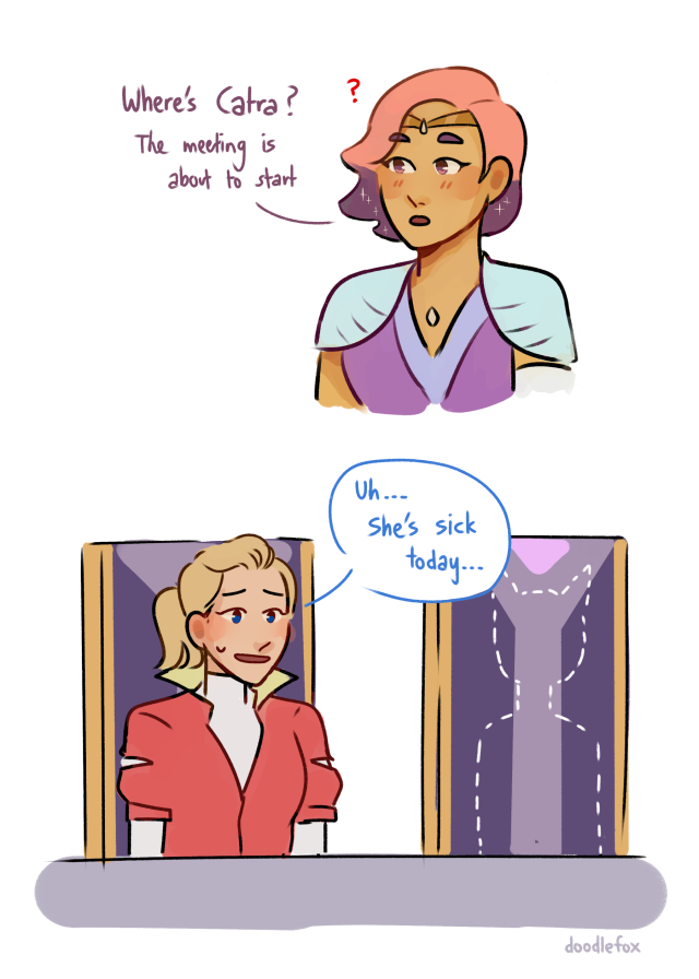 adora’s lap: catra’s designated seat