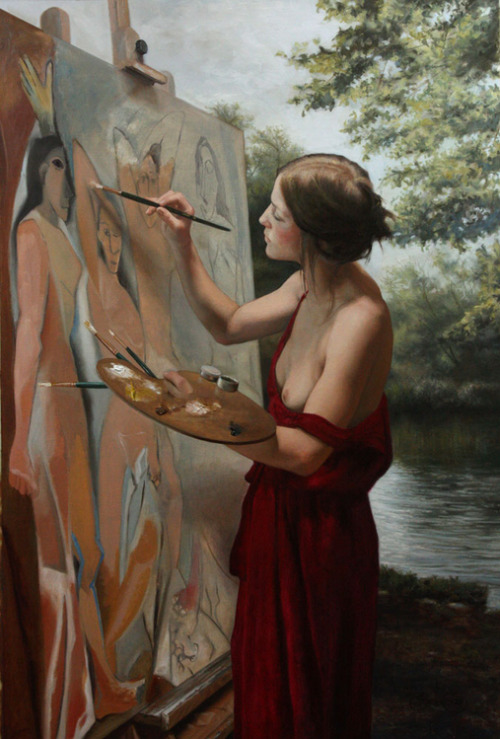 cavetocanvas:  Cesar Santos, En Plain Air Painting  My god, this is such a great painting.