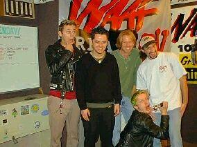 green-day-photoshoots:Visiting the WAAF 107.3 radio station in Boston, in 1997 or 1998.