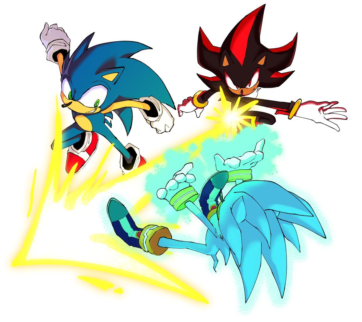 Sonic Vs Shadow Vs Silver Drawing