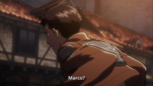 devinchee:  mqrcobodt:  Can we just talk about how Marco’s last words were to tell Jean to calm down when he was desperately trying to wrestle a spare 3DMG off the dead body to try and escape??? Not only that, but Marco’s last actions were to immediately