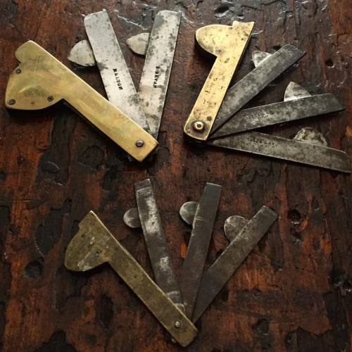 ryanmatthewcohn:  Set of 3 Civil War era “Fleams” used for opening a Vein for bloodletting. The two 