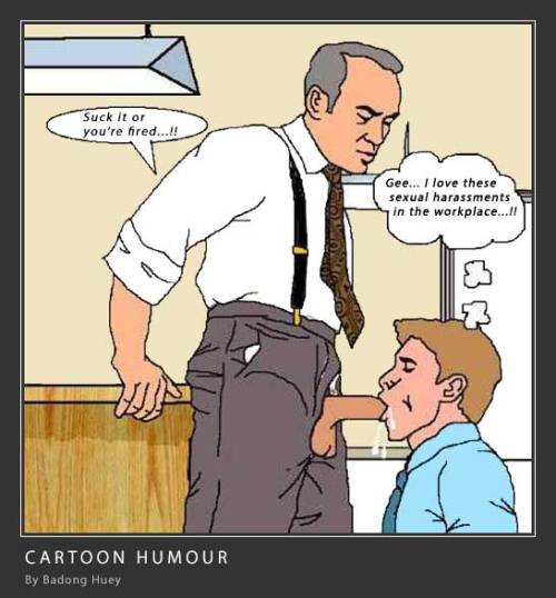 gayillustrations:  Suck it or you’re fired…!!Gee… I love these sexual harassments in the workplace…!!   truly shameful… and hot