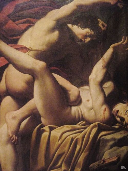 Cain killing Abel.   Lionello Spada. Italian. 1576-1622. oil on canvas.  