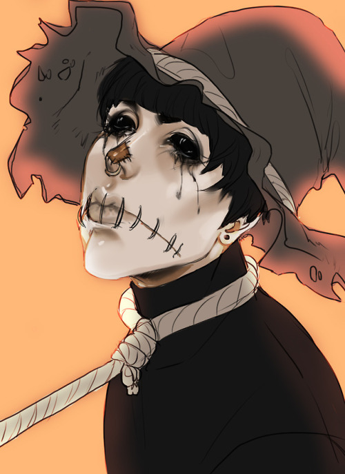 #Drawtober2018 Day 16: Sewn ShutMade a new icon portrait for @mazokhist inspired by his latest scarecrow makeup [animated]