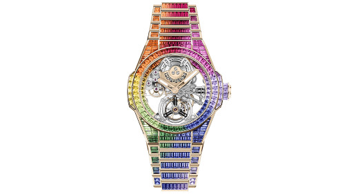 Hublot’s $790,000 Big Bang Integral Tourbillion Rainbow! 18 karat yellow gold or white gold and is s