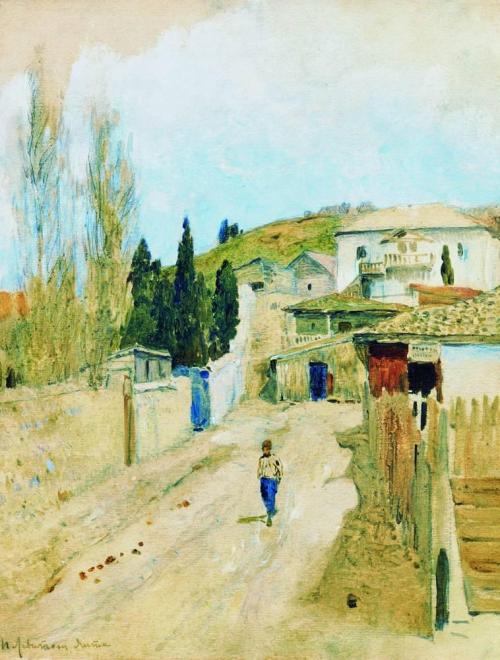 artist-levitan:Street in Yalta, 1886, Isaac Levitan