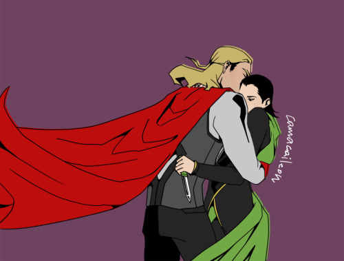 camacaileon: Thor/Loki hug - I started drawing in order to procrastinate but realized I got work to 