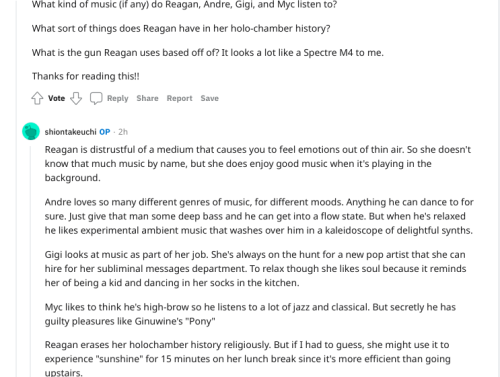 cognitosclowns:Some highlights from the Shion Takeuchi/Inside Job Reddit AMA!! I probably missed a b