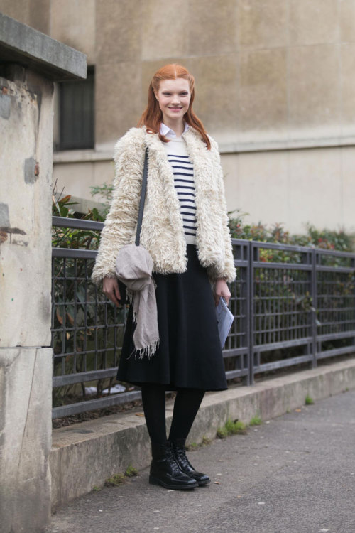 Streetstyle: Anastasia Ivanova (model) in Paris during Haute Couture Spring 2014 shot by Melodie Jen