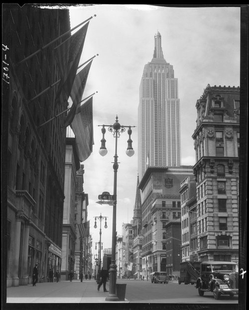 route22ny:A 1933 view toward the Empire State Building from 41st Street & Fifth Avenue. Photo 