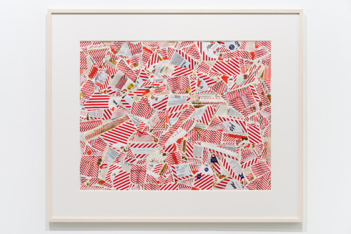 Tetsuro Kano, Dazzled signs, 2019100 x 120 cm, sticker, masking tape, oil pastel, pencil, gold trans