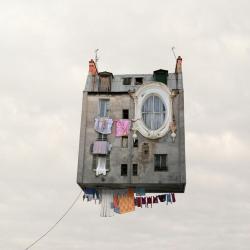 beholdphotos:  These houses… can fly. Well, thanks to French photographer Laurent Chehere, they can. These “Flying Houses” from Paris give us insight to the  diverse and inspirational architecture of Paris, albeit not exactly the structures for