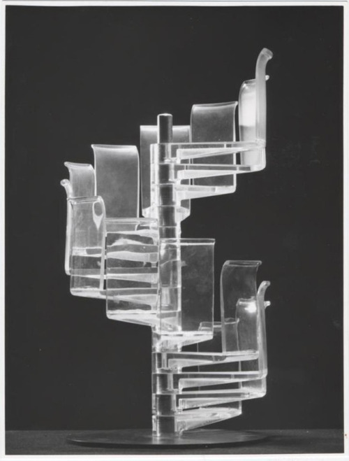 Pio Manzù, design studies of stairs, 1968. Via Manzonidesign. The 2nd model was realised for the rom