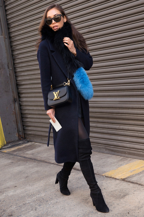 Fashion blogger Rumi Neely from Fashiontoast at NYFW 2015 Day Eight.Image Source: Mark Iantosca