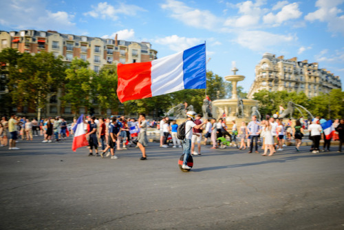 Le drapeau tricolore lors de la victoire en coupe du monde