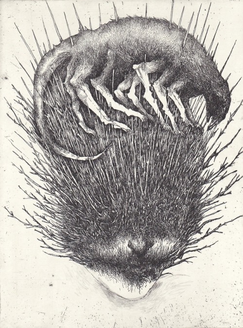 ikumanao: 裂傷/2015/etching midnaght/2015/etching 視界者/2015/etching No title/2015/etching 頭獣/2015/etching 