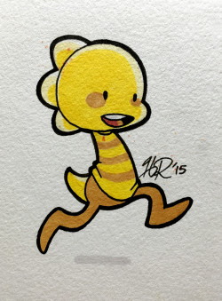 fingerwhirls:  Yesterday’s inktober! Monster kid. :D I like that they are bee coloured. 