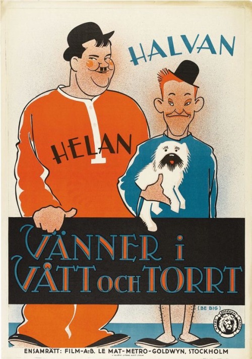 Various Laurel &amp; Hardy caricatures and guises. The black-and-white drawing is by Al Hirschfe