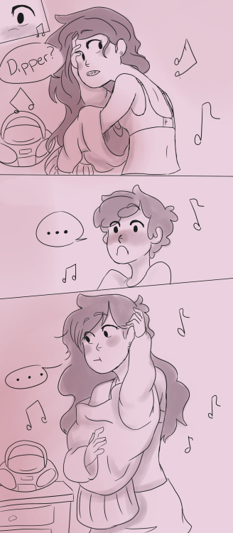 crazyhipsandotherships:  Dipper doesn’t know what to do when he walks in on his sister…For Pinesongs  awwwww cute haha