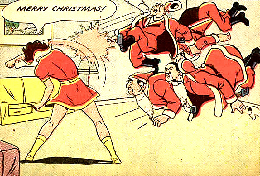 superdames:  Merry Christmas from Mary Marvel! —Wow Comics #9 (1943) by Otto Binder