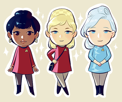 spockfucker:  here are the tos girls sticker designs! (i know i keep talking about stickers but they