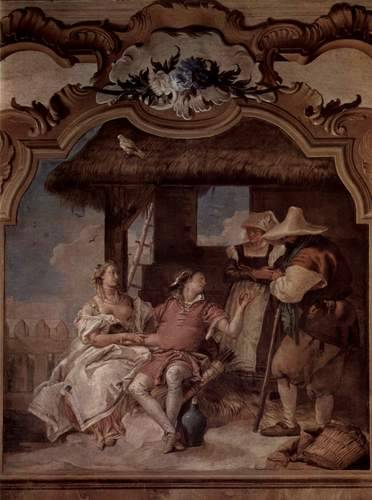 Angelica and Medorus accompanied by two peasants, 1757, Giovanni Battista TiepoloMedium: fresco