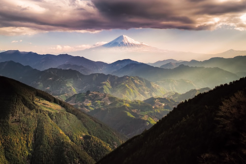 earth-land:  Mount Fuji - Japan   Rising 3776 meters above sea level, Mount Fuji is Japan’s tallest mountain and most iconic landmark. Images of the nearly perfect, solitary volcano have appeared in paintings, wood block prints and other artworks for