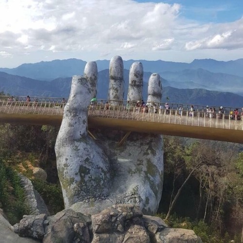 brookbooh: Danang Golden Bridge Vietnam. A pair of giant hands lift the ribbon-like Golden Bridge up